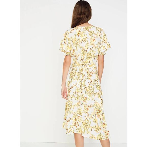 FAITHFULL Goldie Floral Off White Rafa Midi Dress Women's Size 6 = Medium - Picture 4 of 16